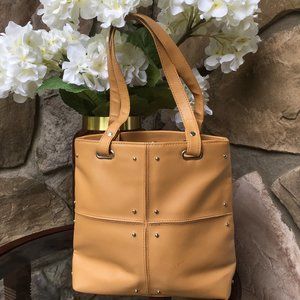 Leather Tote in Beautiful Camel w/gold studs